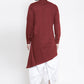 Dhoti Kurta Blended Cotton Maroon Plain Mens