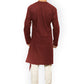 Indo Western Blended Cotton Maroon Plain Mens