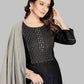 Pant Style Suit Blended Cotton Black Embroidered Salwar Kameez