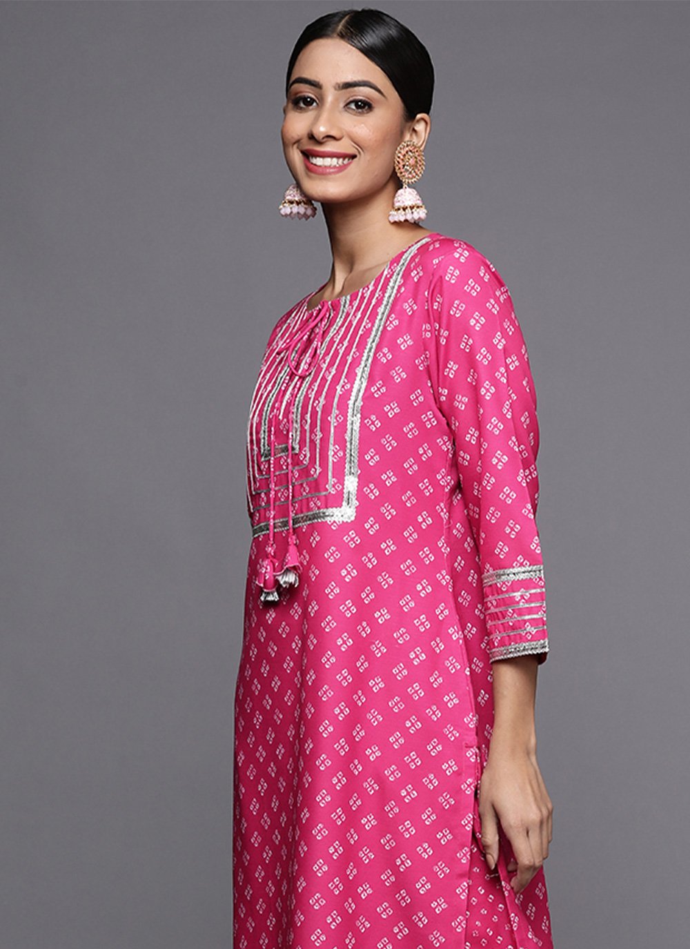 Salwar Suit Blended Cotton Pink Print Salwar Kameez