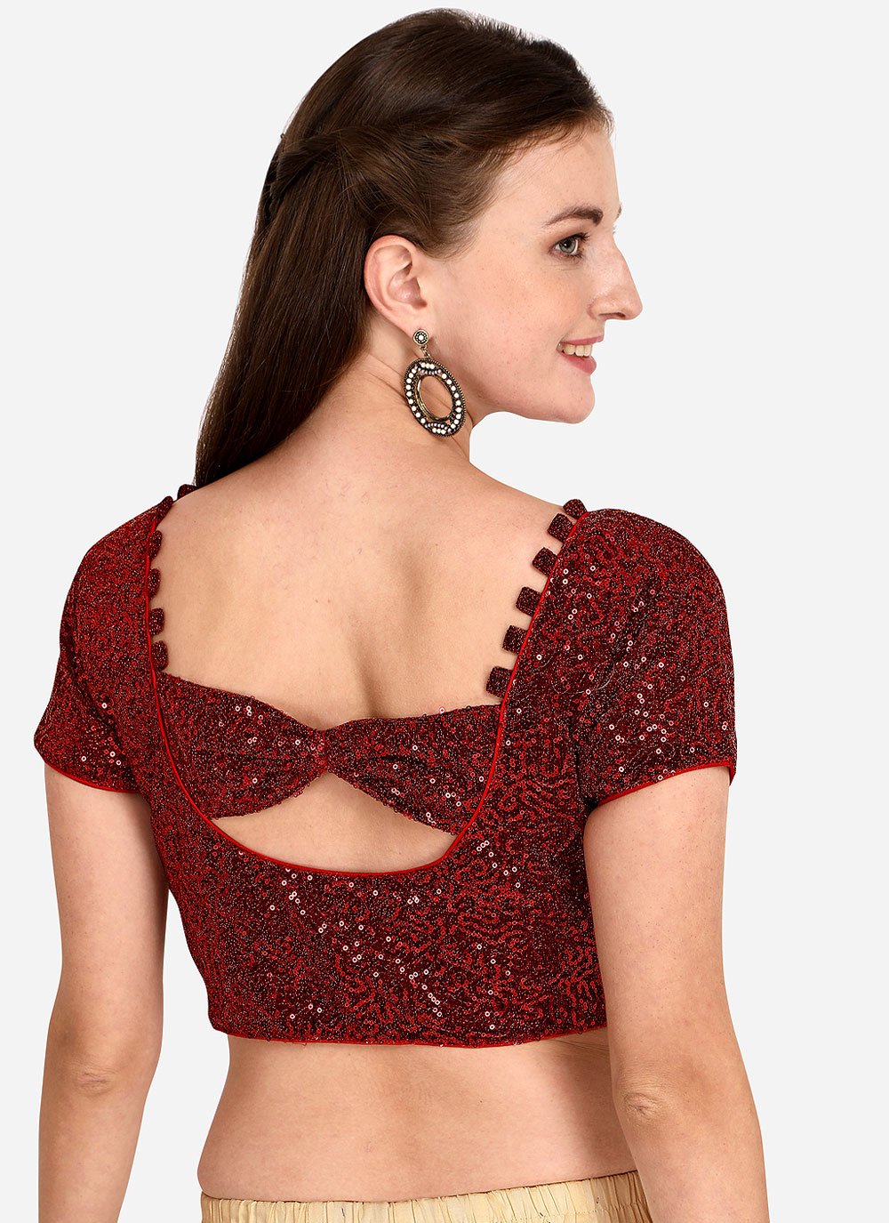 Blouse Net Red Sequins Blouse