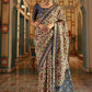 Classic Patola Silk Blue Cream Weaving Saree