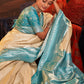 Classic Kanchipuram Silk Blue Cream Weaving Saree