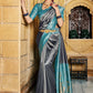 Trendy Saree Silk Blue Grey Fancy Work Saree