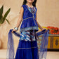 Sharara Set Faux Georgette Blue Multi Colour Lace Kids