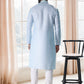 Kurta Pyjama Cotton Blue Off White Fancy Work Mens