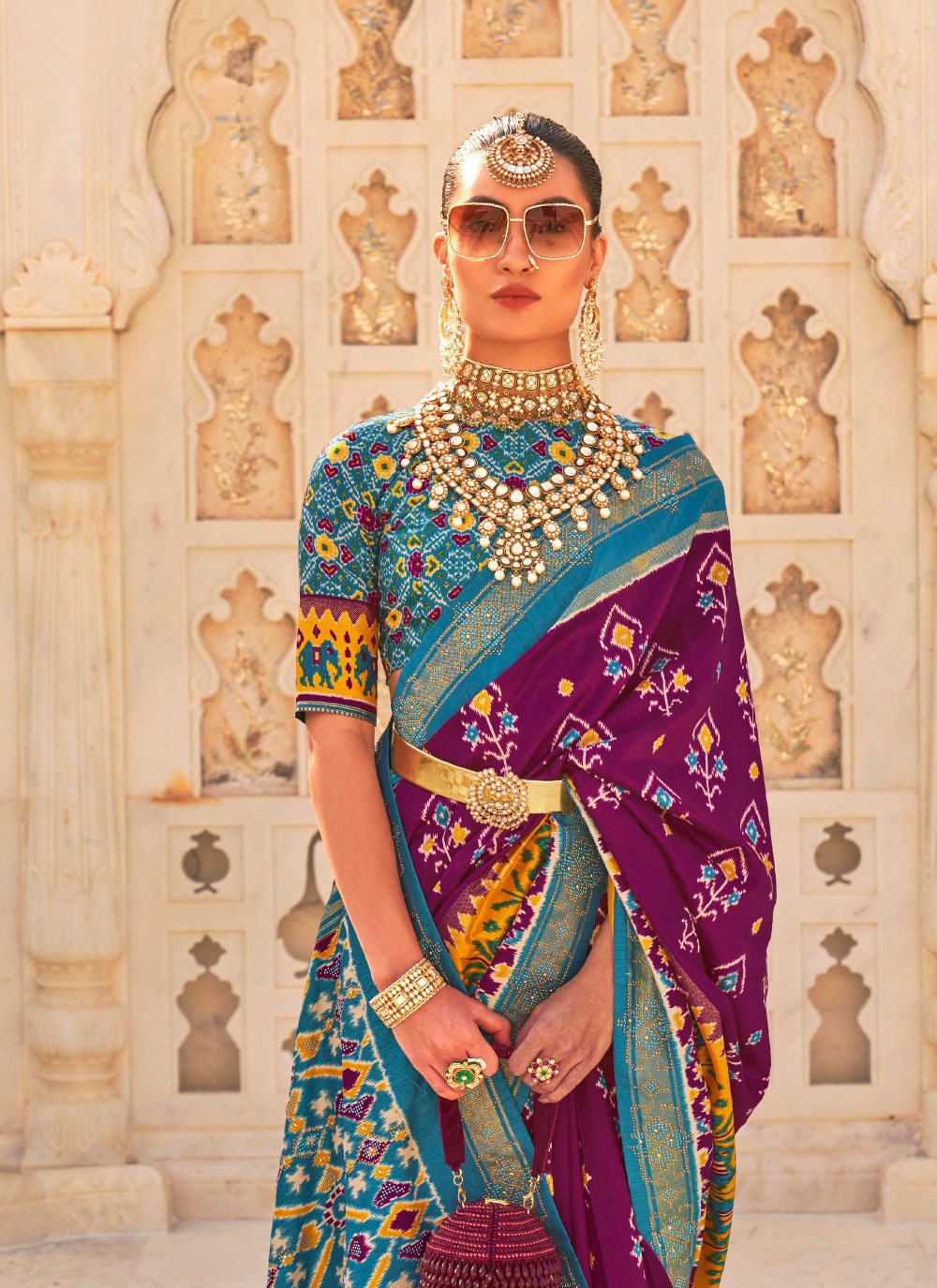 Classic Silk Blue Purple Weaving Saree