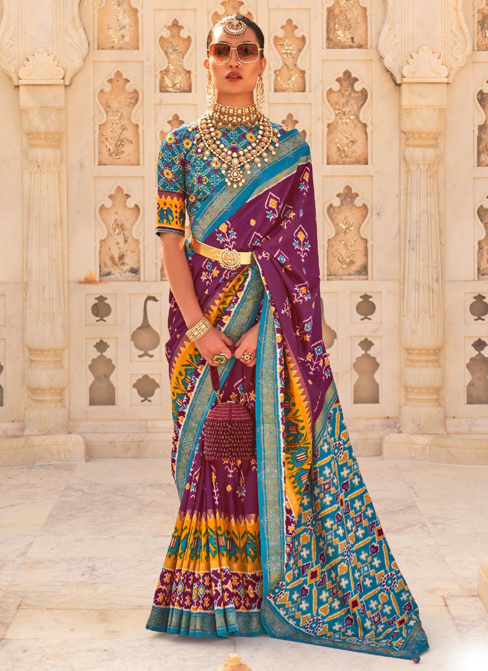 Classic Silk Blue Purple Weaving Saree