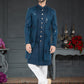Indo Western Fancy Fabric Blue Teal Embroidered Mens