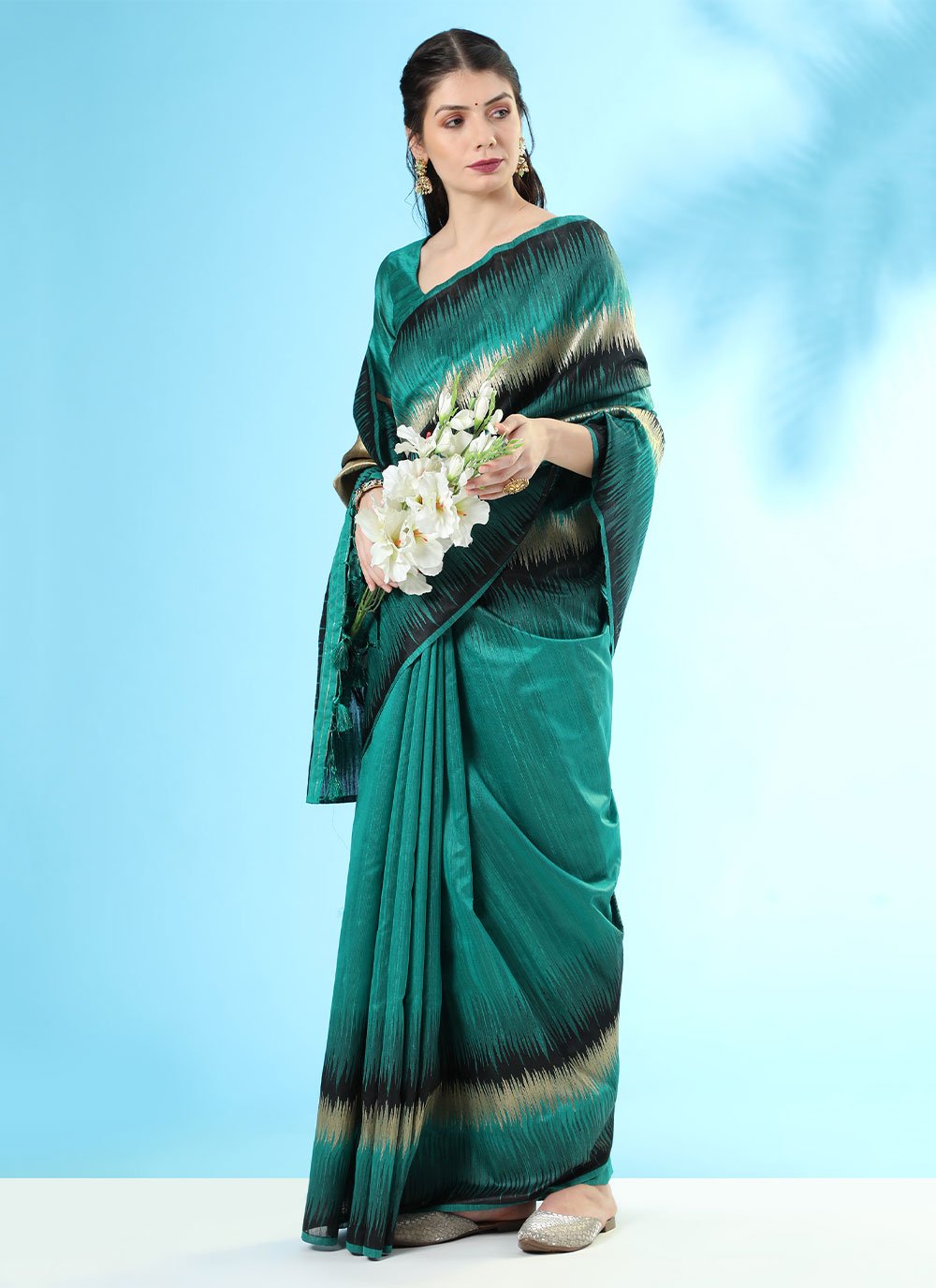 Classic Tussar Silk Blue Teal Woven Saree