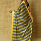 Classic Satin Blue Yellow Digital Print Saree