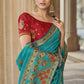 Designer Art Silk Blue Embroidered Saree