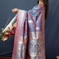 Contemporary Banarasi Silk Blue Weaving Saree