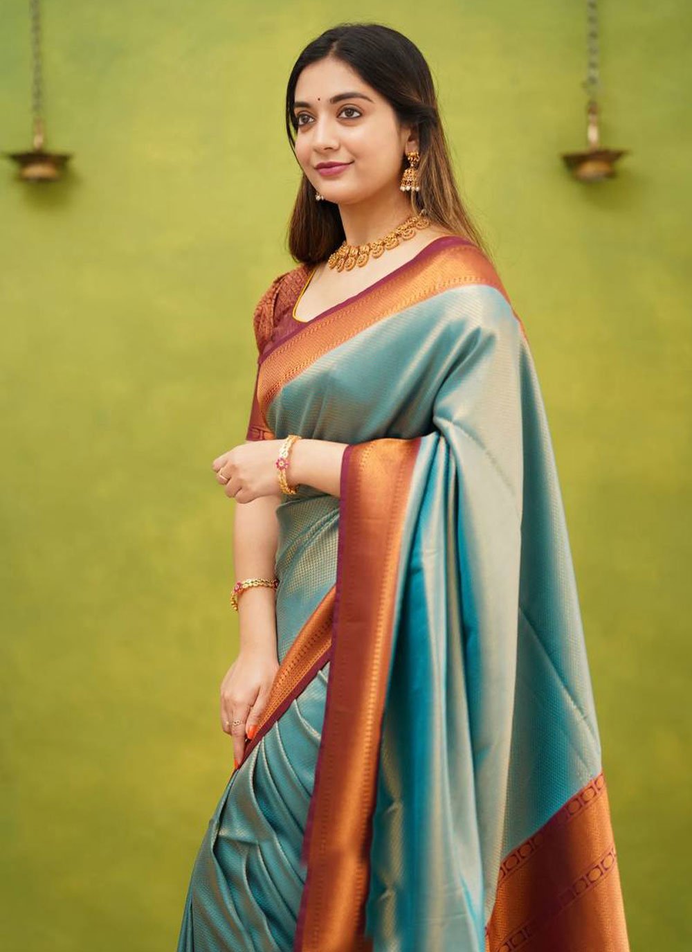 Trendy Saree Banarasi Silk Blue Jacquard Work Saree