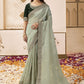 Classic Georgette Blue Patch Border Saree