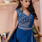 Contemporary Imported Blue Patch Border Saree