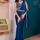Contemporary Imported Blue Patch Border Saree