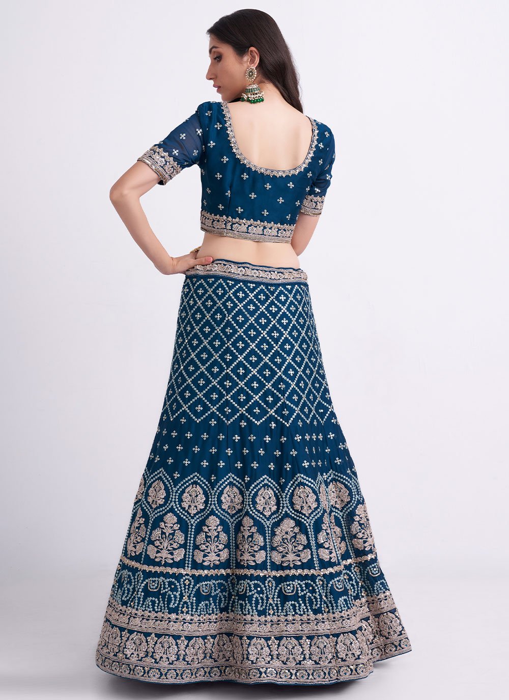 Lehenga Choli Georgette Blue Cord Work Lehenga Choli