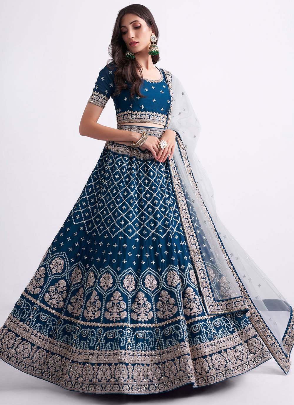 Lehenga Choli Georgette Blue Cord Work Lehenga Choli