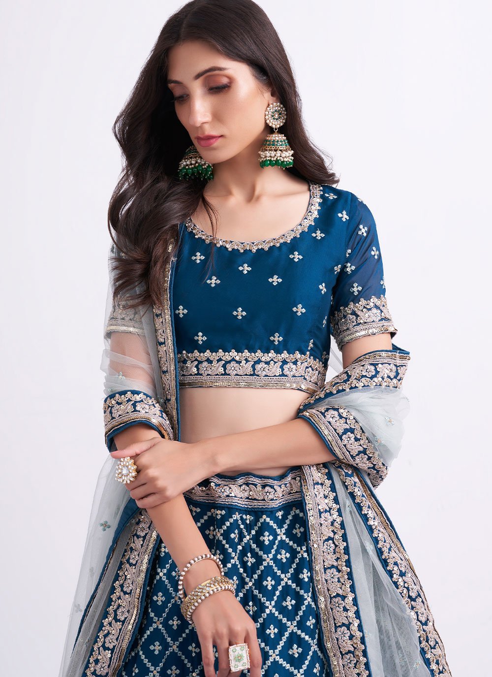 Lehenga Choli Georgette Blue Cord Work Lehenga Choli