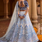 Lehenga Choli Velvet Blue Embroidered Lehenga Choli