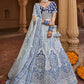 Lehenga Choli Velvet Blue Embroidered Lehenga Choli