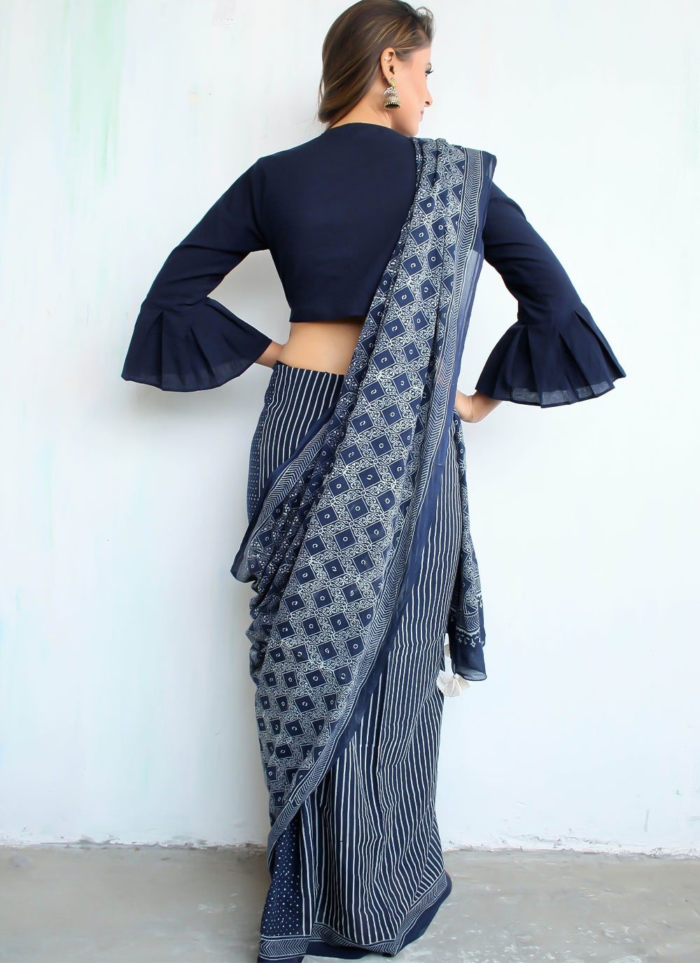 Classic Cotton Blue Print Saree