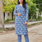 Designer Kurti Cotton Blue Print Kurtis