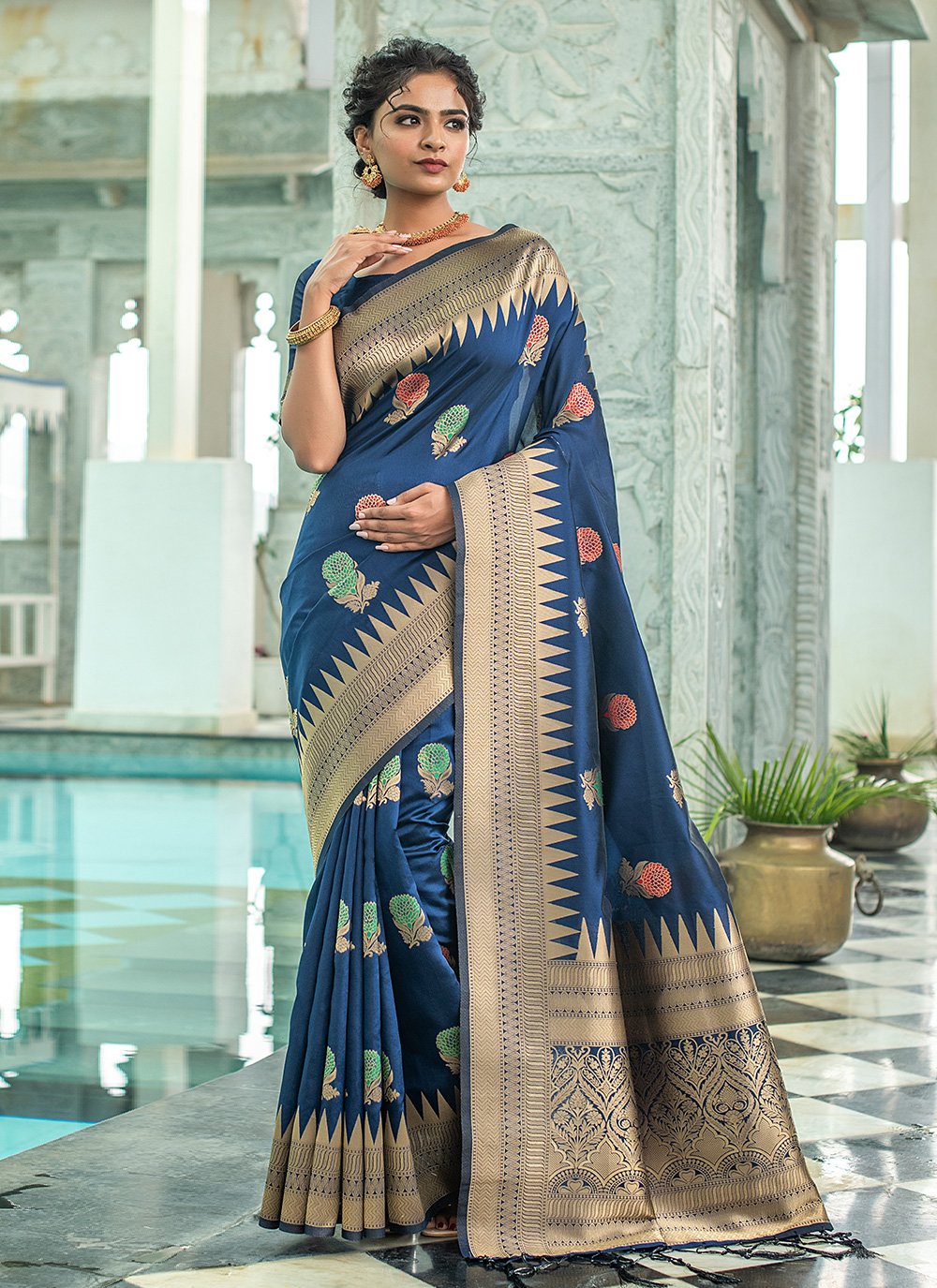 Classic Silk Blue Woven Saree