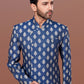 Indo Western Jacquard Blue Fancy Work Mens