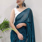 Trendy Saree Net Blue Fancy Work Saree