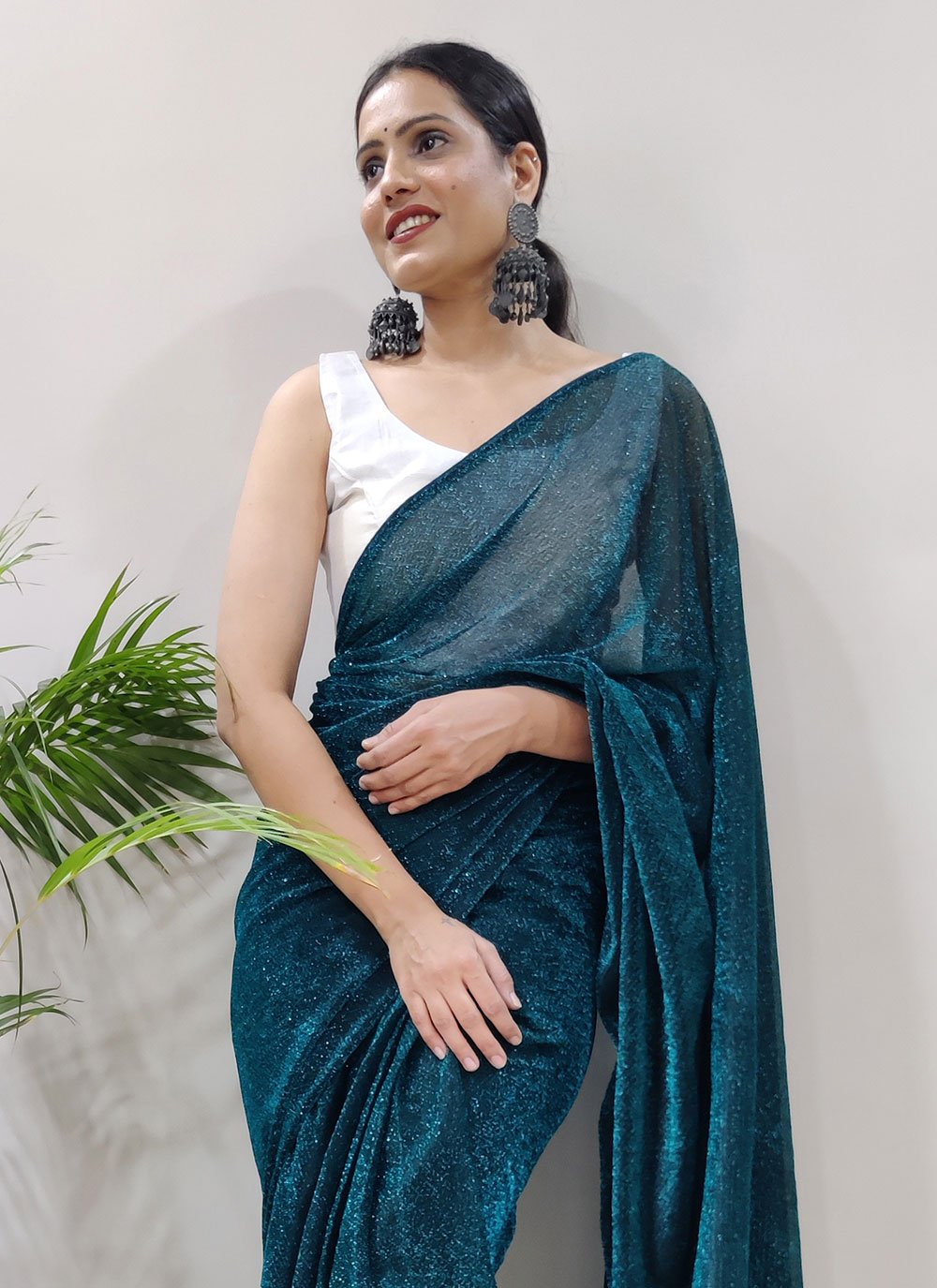 Trendy Saree Net Blue Fancy Work Saree