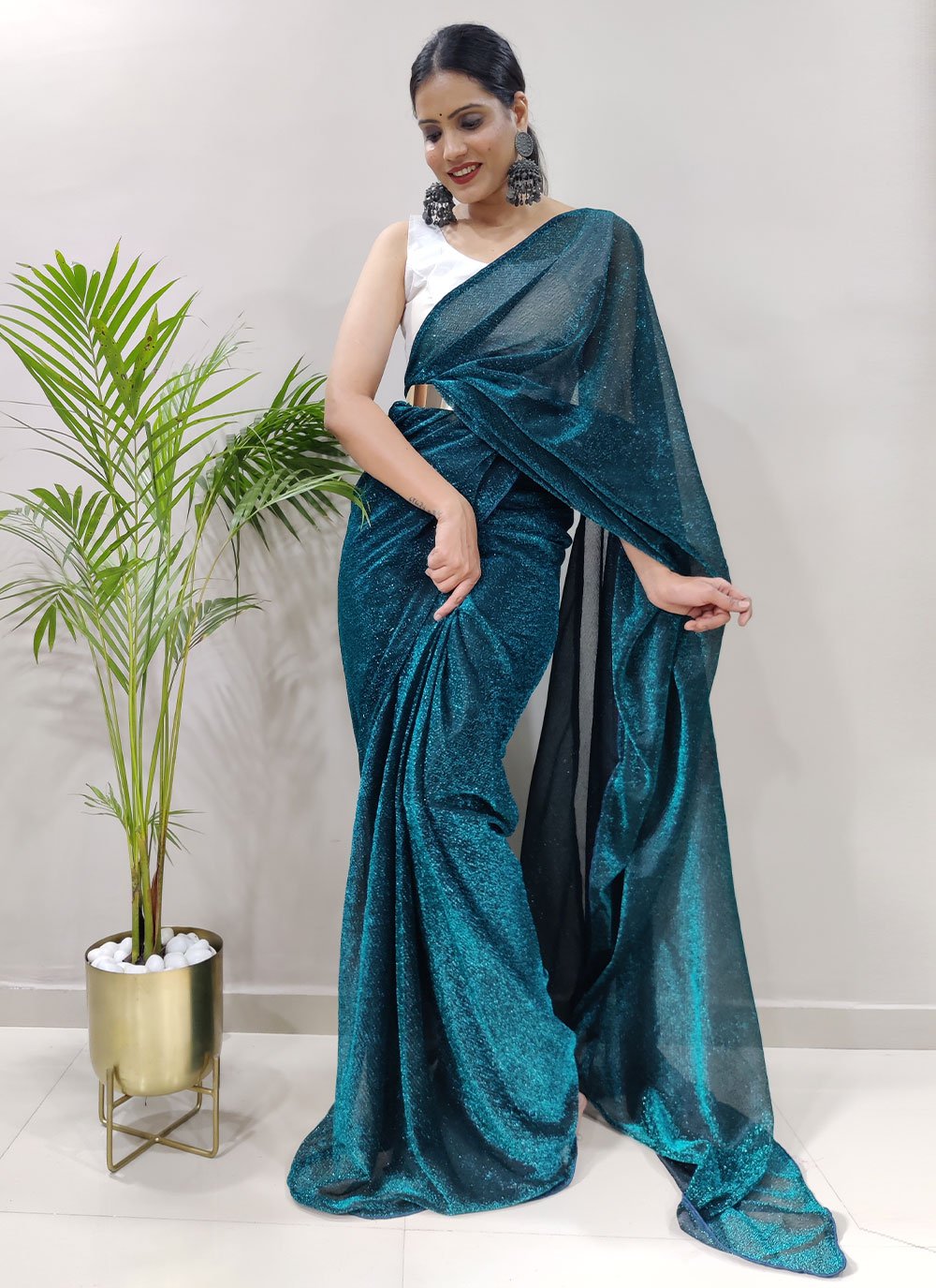 Trendy Saree Net Blue Fancy Work Saree