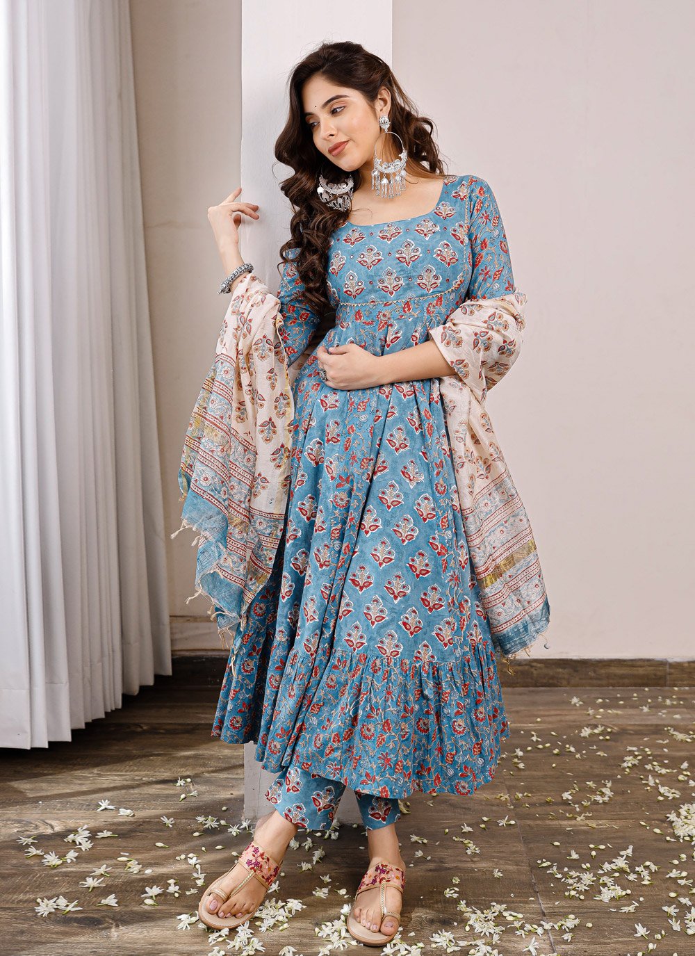 Pant Style Suit Cotton Blue Digital Print Salwar Kameez