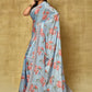Designer Chinon Blue Digital Print Saree