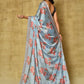 Designer Chinon Blue Digital Print Saree