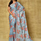 Designer Chinon Blue Digital Print Saree