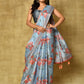 Designer Chinon Blue Digital Print Saree