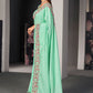 Classic Satin Silk Blue Embroidered Saree