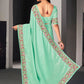 Classic Satin Silk Blue Embroidered Saree