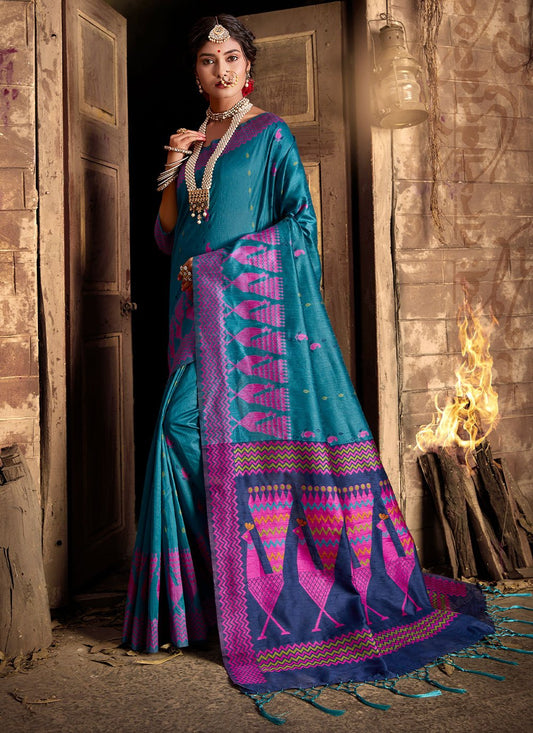 Classic Khadi Silk Blue Weaving Saree