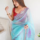 Classic Organza Blue Cut Work Saree