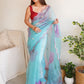 Classic Organza Blue Cut Work Saree