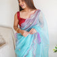 Classic Organza Blue Cut Work Saree