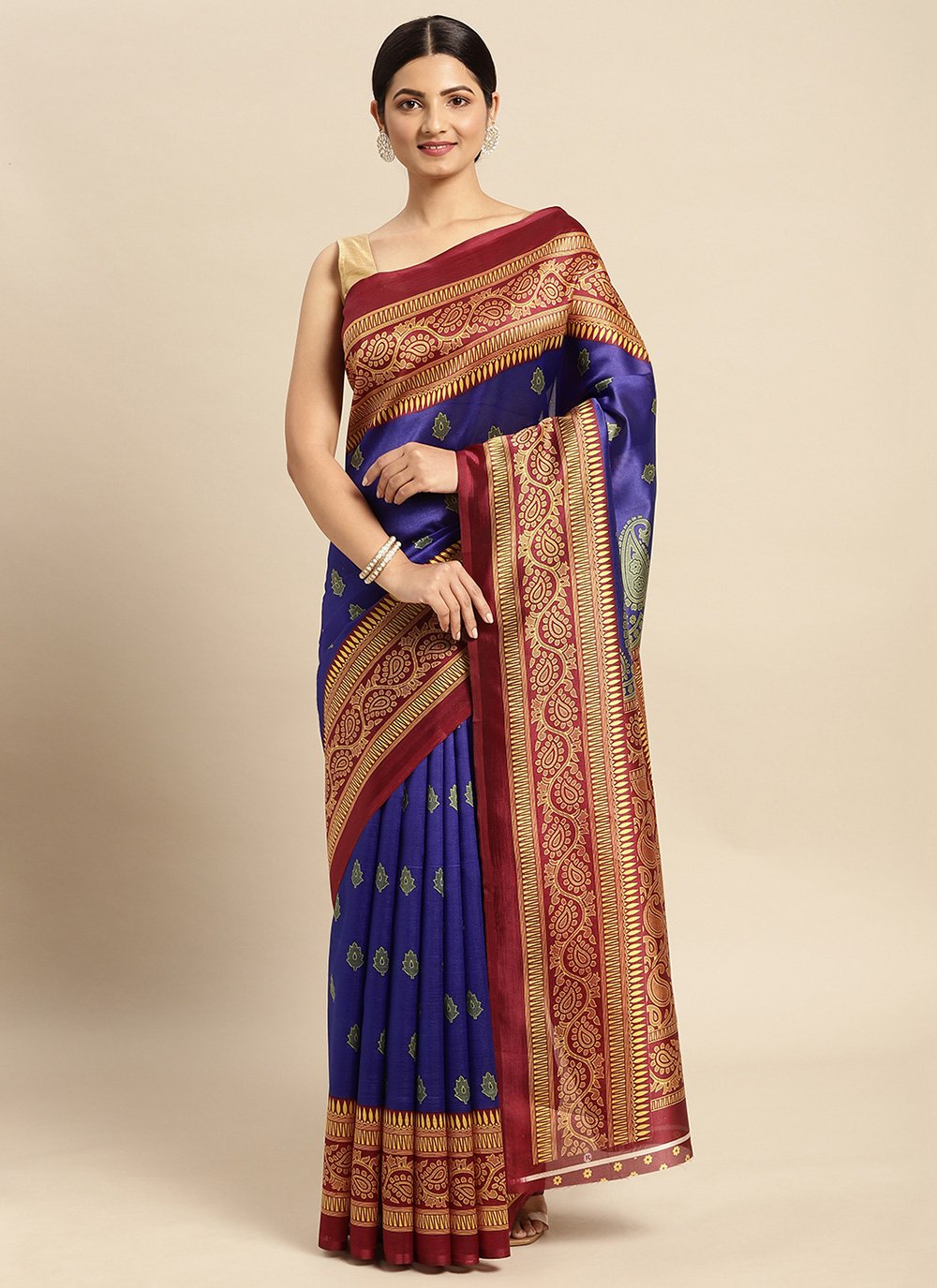 Casual Art Silk Blue Weaving Saree