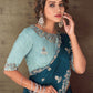 Classic Georgette Organza Silk Blue Embroidered Saree