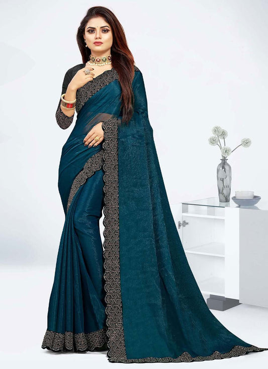 Contemporary Georgette Blue Lace Saree