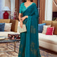 Contemporary Fancy Fabric Blue Foil Print Saree