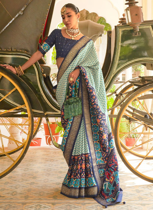 Contemporary Silk Blue Weaving Saree