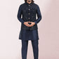 Kurta Payjama With Jacket Art Banarasi Silk Blue Embroidered Mens